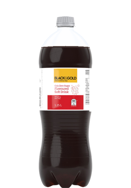 Black & Gold Cola Zero Sugar bottle packshot